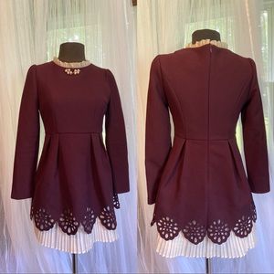 Tweed maroon dress